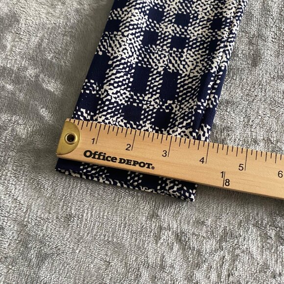 Alfani Women's Navy and White Print Front Faux Wrap‎ Blouse| Size 12 Career - Picture 7 of 8